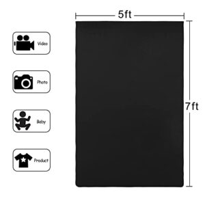 WENMER Black Backdrops, Solid Black Photo Backdrops for Photoshoot, Photography Backdrops Background for Photo Shooting, Party, Videos, 5 x 7 FT