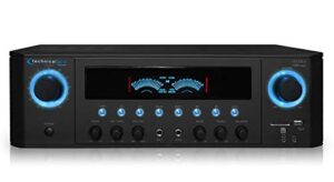 professional home stereo receiver with usb and sd card inputs, mp3 (aux), 1000 watts, 2 mic inputs, recorder, wireless remote, fm digital tuner
