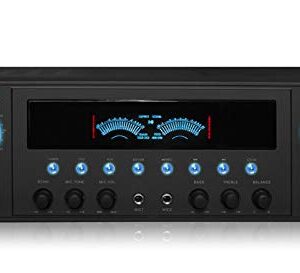 Professional Home Stereo Receiver with USB and SD Card Inputs, MP3 (AUX), 1000 Watts, 2 Mic Inputs, Recorder, Wireless Remote, FM Digital Tuner