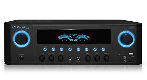 Professional Home Stereo Receiver with USB and SD Card Inputs, MP3 (AUX), 1000 Watts, 2 Mic Inputs, Recorder, Wireless Remote, FM Digital Tuner