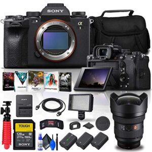sony alpha 1 mirrorless digital camera (body only) (ilce-1/b) + sony fe 12-24mm f/2.8 gm lens + 128gb tough memory card + corel photo software + 2 x np-fz100 battery + led light + more (renewed)
