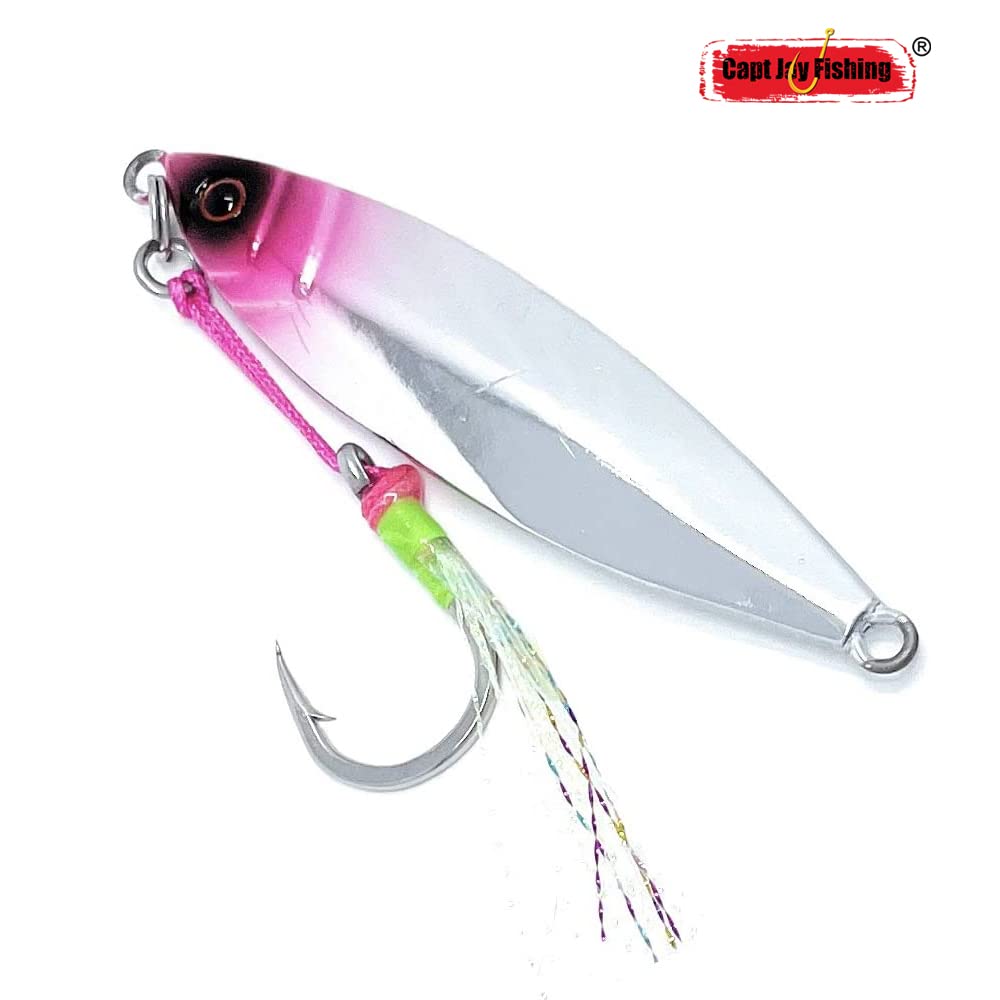 Capt Jay Fishing Saltwater jigs Speed Jigging Slow Jigging Pitching Lures,Vertical Jigging Artificial Lures Jigging Lure Fishing jigs (60g Pink Silver, 60g)