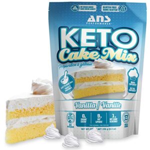 ans performance keto cake mix - low carb keto baking mix - vanilla zero added sugar - naturally sweetened - gluten-free treat - vegetarian friendly