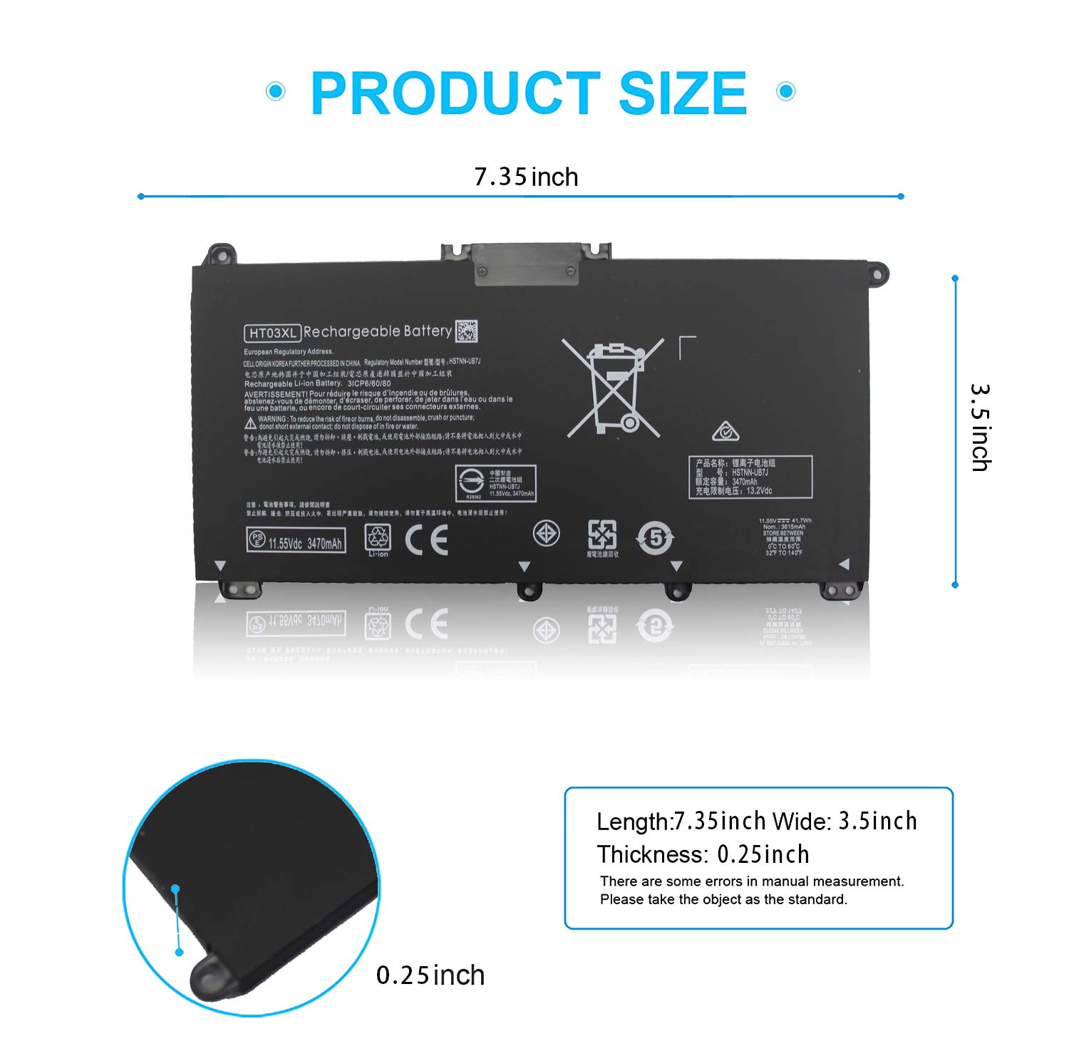 HT03XL L11119-855 Battery for HP Pavilion 15-cs0xxx 15-da0xxx 14-DK 14-CF 15-CW 15-CR 15-DB 17-BY Series 15-cs1065cl 15-db0011dx 15-da012dx 15-da0014dx 14-dk1013dx 14-dq0011dx 17-by0053cl 14m-dh1003dx