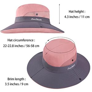 Cooraby 4 Pack UV Women Summer Sun Hat Ponytail Hole Cap Wide Brim Hat Beach Cap for Hiking and Fishing