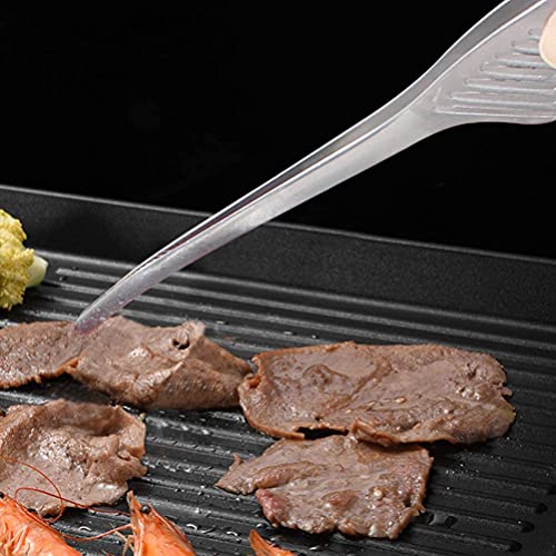 2 Pieces Stainless Steel Grill Tongs for Korean and Japanese BBQ Clean & Convenient Use,Non-Slip Serrated Tips,Ideal for Cooking Self-Standing Tongs for Salad,Grill,Camping,Buffet,Oven