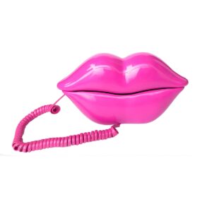 corded lip phone, benotek novelty landline phone for home/office/shops/party decor, real wired funny mouth cartoon telephone for gift (rose)