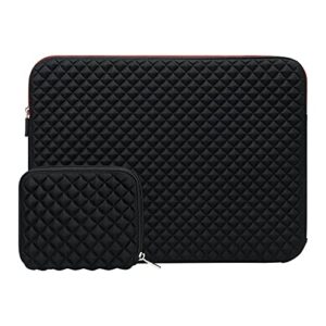 mosiso laptop sleeve compatible with 17-17.3 inch dell xps/hp pavilion/ideapad/acer/alienware/hp omen, neoprene diamond foam carrying bag cover with corner protection & small case, black