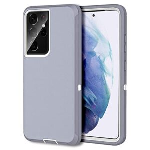 mxx case compatible with galaxy s21 ultra, 3-layer super full heavy duty body bumper cover/shock protection/dust proof, designed for samsung galaxy s21 ultra 5g (6.8 inch) 2021 - (gray/white)