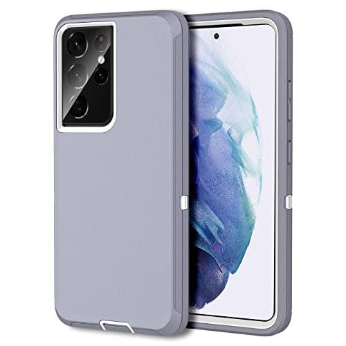 MXX Case Compatible with Galaxy S21 Ultra, 3-Layer Super Full Heavy Duty Body Bumper Cover/Shock Protection/Dust Proof, Designed for Samsung Galaxy S21 Ultra 5g (6.8 Inch) 2021 - (Gray/White)