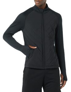 amazon essentials men's slim fit performance stretch quilted active jacket, black, medium