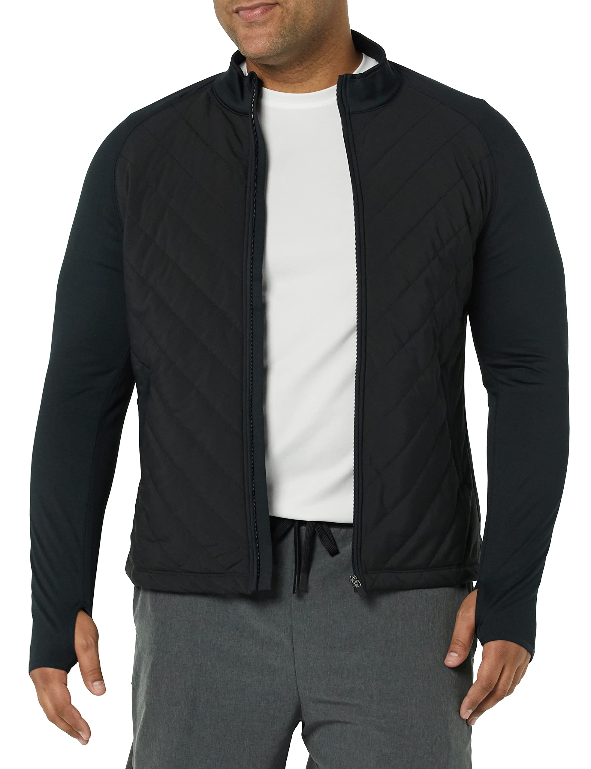 Amazon Essentials Men's Slim Fit Performance Stretch Quilted Active Jacket, Black, Medium