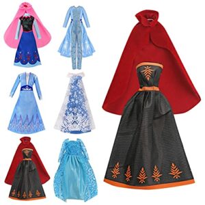 frozzens doll-clothes dresses for girls - fits 11.5 inch barbi doll clothes and accessories including 6 set princess snowflake queen gown costume outfits - frozzens toys for girls gift