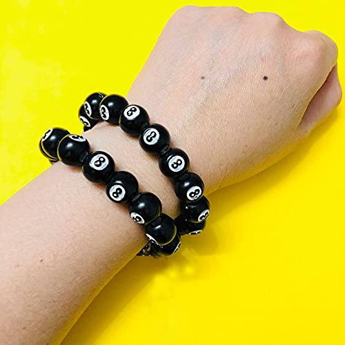 Vintage Black 8 Choker Necklace Statement Billiard Y2K Punk Cool Indie Creative Neckalce Bracelet for Women Men (Style2 Bracelet)