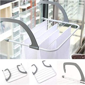 ZyHMW Clothes Airer Portable Folding Drying Rack Outdoor Bathroom Clothes Hanger Balcony Laundry Dryer Airer Shoe Towel Pole Drying Wall Holder，Folding Airer (Color : Dark Gray) (Color : Dark Gray)