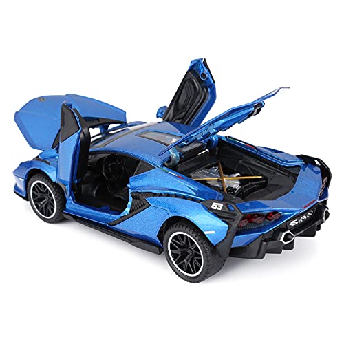 SASBSC Toy Cars Lambo Sian FKP3 Metal Model Car with Light and Sound Pull Back Toy Car for Boys Age 3 + Year Old (Blue)