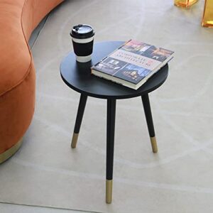 AWASEN Round Side Table, Round White Modern Home Decor Coffee Tea End Table for Living Room, Bedroom and Balcony, Easy Assembly (16x19.5inches, Black&Gold)