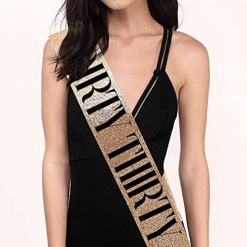 "Dirty Thirty" Sash and Rhinestone Crown Set - 30th Birthday Party Gifts Birthday Sash for Women Birthday Party Supplies