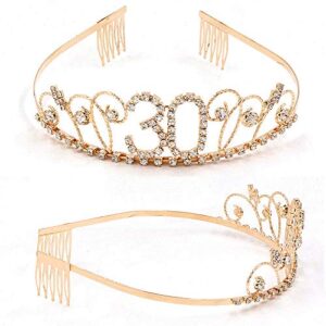 "Dirty Thirty" Sash and Rhinestone Crown Set - 30th Birthday Party Gifts Birthday Sash for Women Birthday Party Supplies