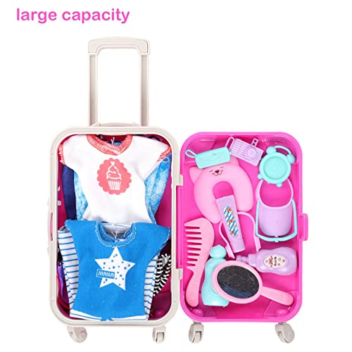 BARWA 32 Pcs Doll Suitcase Luggage Travel Clothes and Accessories for 11.5 inch Girl Doll Travel Carrier Storage, Including 1 Luggage 1 Suitcase 23 Travel toiletries 5 Dresses 1 Puppy 1 Computer…