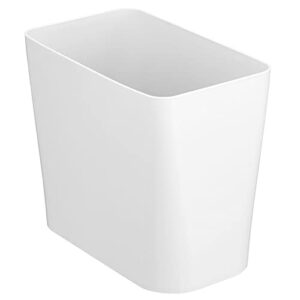 mdesign plastic small 3-gallon wastebasket, trashcan container bin - for bathroom, bedroom, kitchen, home office, laundry room - holds trash, garbage, waste - white