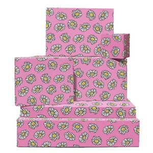 central 23 - pink gift wrap sheets - flower wrapping paper - birthday new baby - women girls kids - 1st 2nd 3rd - recyclable