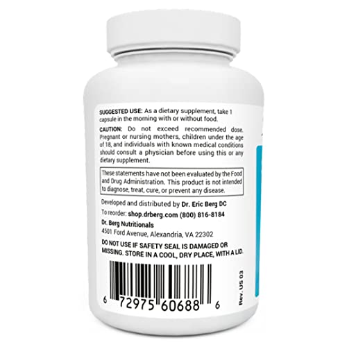 Dr. Berg's Sea Kelp Enhanced - Pure Healthy Thyroid Support Natural Antioxidants & Iodine Supplement w/Organic Sea Kelp, Blue-Green Algae & Red Algae - Immune System & Metabolism Support 90 Capsules