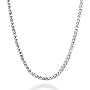 Miabella Solid 925 Sterling Silver Italian 2mm Franco Square Box Link Chain Necklace for Men Women Made in Italy (Length 20 Inches)