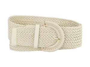 allegra k womens wide woven waist belts braided belts for dress chunky buckle 60-90cm/23.62-35.43" white