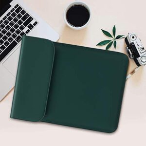 MOSISO Laptop Sleeve Compatible with MacBook Air 13 inch M2 A2681 M1 A2337 A2179 A1932/Pro 13 M2 M1 A2338 A2251 A2289 A2159 A1989 A1706 A1708, Faux Suede Leather Case with Small Bag, Peacock Green