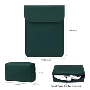 MOSISO Laptop Sleeve Compatible with MacBook Air 13 inch M2 A2681 M1 A2337 A2179 A1932/Pro 13 M2 M1 A2338 A2251 A2289 A2159 A1989 A1706 A1708, Faux Suede Leather Case with Small Bag, Peacock Green