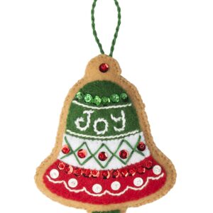 Bucilla Felt Applique 12 Piece Ornament Making Kit, Gingerbread Santa, Perfect for DIY Arts and Crafts, 89301E