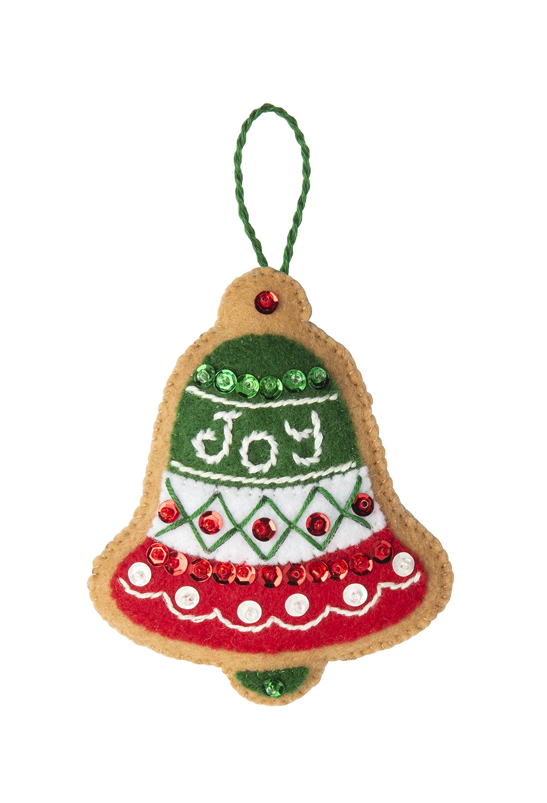 Bucilla Felt Applique 12 Piece Ornament Making Kit, Gingerbread Santa, Perfect for DIY Arts and Crafts, 89301E