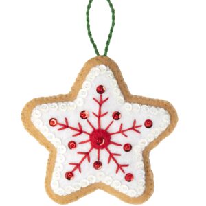 Bucilla Felt Applique 12 Piece Ornament Making Kit, Gingerbread Santa, Perfect for DIY Arts and Crafts, 89301E