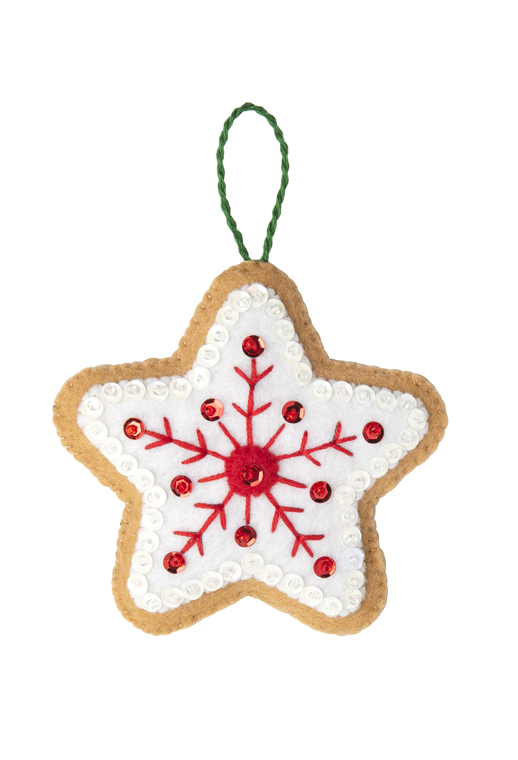 Bucilla Felt Applique 12 Piece Ornament Making Kit, Gingerbread Santa, Perfect for DIY Arts and Crafts, 89301E