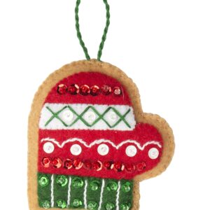 Bucilla Felt Applique 12 Piece Ornament Making Kit, Gingerbread Santa, Perfect for DIY Arts and Crafts, 89301E