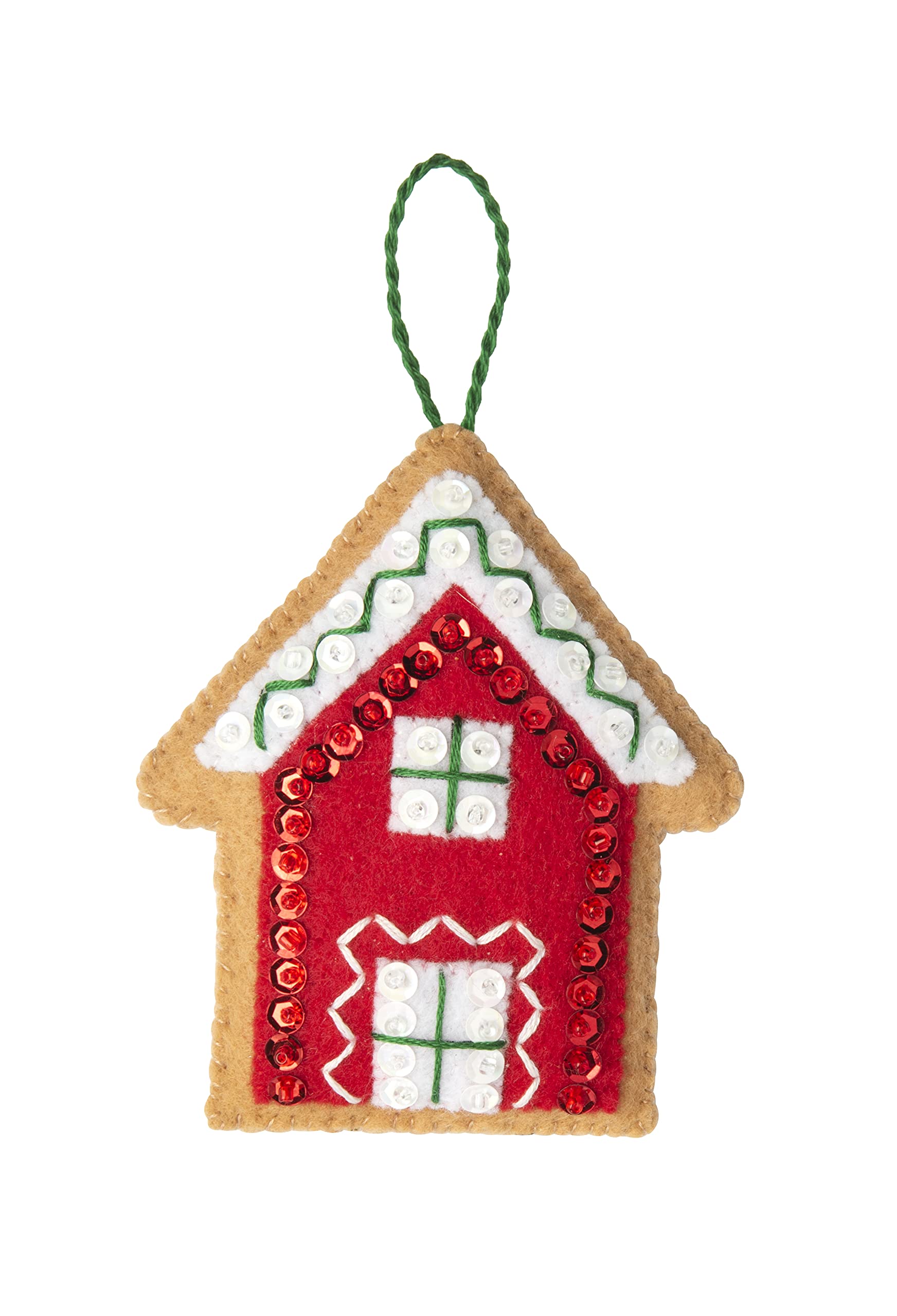 Bucilla Felt Applique 12 Piece Ornament Making Kit, Gingerbread Santa, Perfect for DIY Arts and Crafts, 89301E