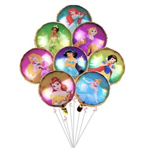 8pcs disney princess foil balloons for girl’s birthday baby shower princess themed party decorations