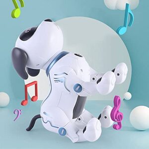 Hitish Remote Control Robot Dog, Intelligent Interactive Programmable Dancing Handstand Robo Stunt Doggy Toy, Voice Control Robotic Puppy Pet Toys with Light for Kids 3 4 5 6 Years Old and Up