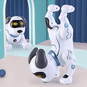 Hitish Remote Control Robot Dog, Intelligent Interactive Programmable Dancing Handstand Robo Stunt Doggy Toy, Voice Control Robotic Puppy Pet Toys with Light for Kids 3 4 5 6 Years Old and Up