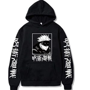 nechari unisex tops harajuku anime unisex hoodie pullovers tops loose long sleeves (black3,l,large)