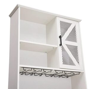 Home Source Microwave Stand 72" | Kitchen Pantry with Microwave Stand, Open Shelves, Mesh Doors | Includes Wine/Bottle Rack