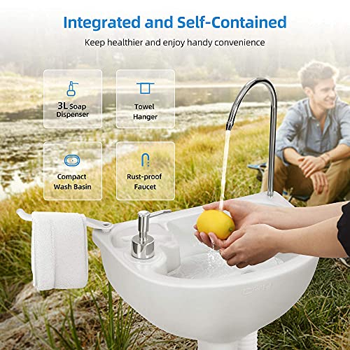 YITAHOME Portable Toilet RV Potty 5.8 Gallon and 17 L Portable Sink Camping Hand Washing Station, for Camping, Boating, Hiking, Trips