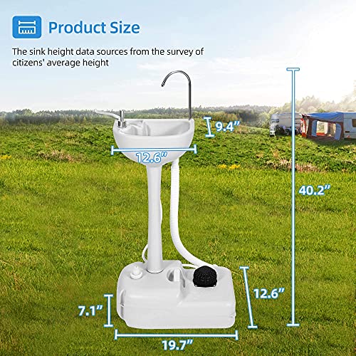 YITAHOME Portable Toilet RV Potty 5.8 Gallon and 17 L Portable Sink Camping Hand Washing Station, for Camping, Boating, Hiking, Trips