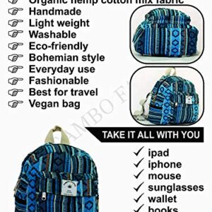 Generic Eco Friendly Set Of Mini Backpack + Pen case Coin Purse Hemp University Light Weight For Girl (Blue), Small
