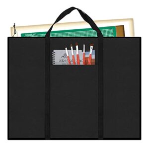 opret art portfolio tote bag, 23 x 31 inches foldable black carry storage case lightweight with shoulder strap for artwork, poster boards and sketching