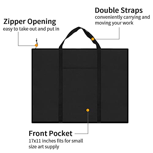 Opret Art Portfolio Tote Bag, 23 x 31 inches Foldable Black Carry Storage Case Lightweight with Shoulder Strap for Artwork, Poster Boards and Sketching