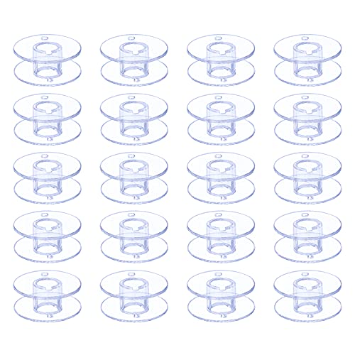 Hekisn Sewing Machine and Embroidery Bobbins, SA156 Bobbins for Brother, Class 15 Transparent Sewing Bobbins (30 Pack)