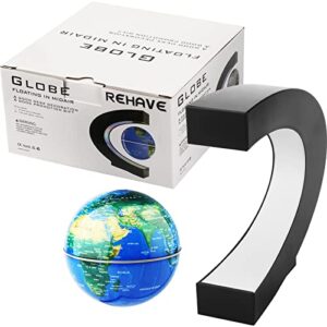 Gifts for Men, Graduation Gifts for Him, Birthday Gifts for Kids, REHAVE Magnetic Levitation Floating World Map Globe with C Shape Base, LED Light Lamp - Gifts for Boss, Boyfriend, Fathers Day Gifts