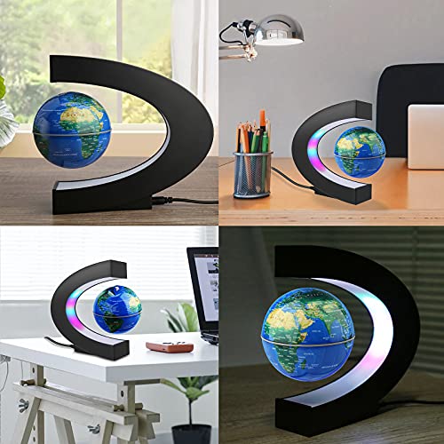 Gifts for Men, Graduation Gifts for Him, Birthday Gifts for Kids, REHAVE Magnetic Levitation Floating World Map Globe with C Shape Base, LED Light Lamp - Gifts for Boss, Boyfriend, Fathers Day Gifts